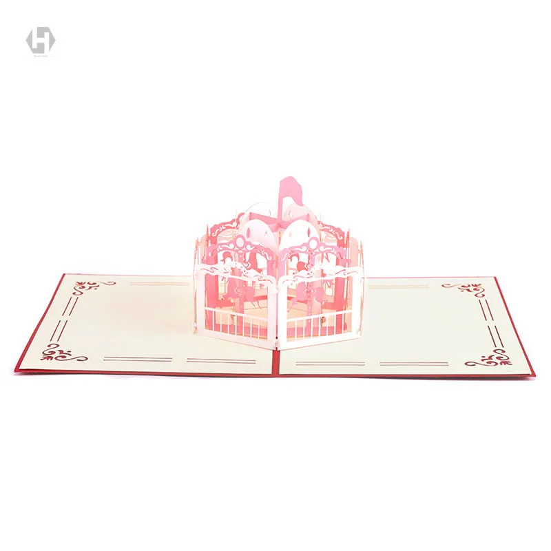  10pcs 15.5X13CM 3d laser cut merry-go-round party favors wedding invitation baby shower invitations - 33054572379