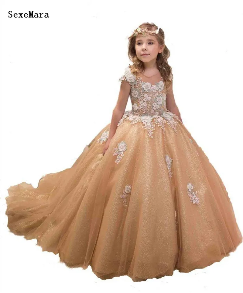 

Lace appliques flower girl dress pageant dress for girls lace princess for wedding Girls Pageant Dresses Clothes