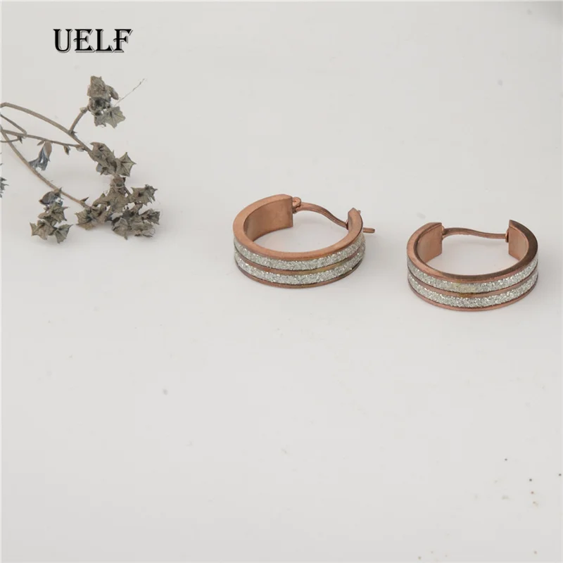 Uelf маленькие серьги-кольца из нержавеющей стали круглые серьги Huggies для женщин Ушные Кольца клипсы розовый круг цвет золотой серьги