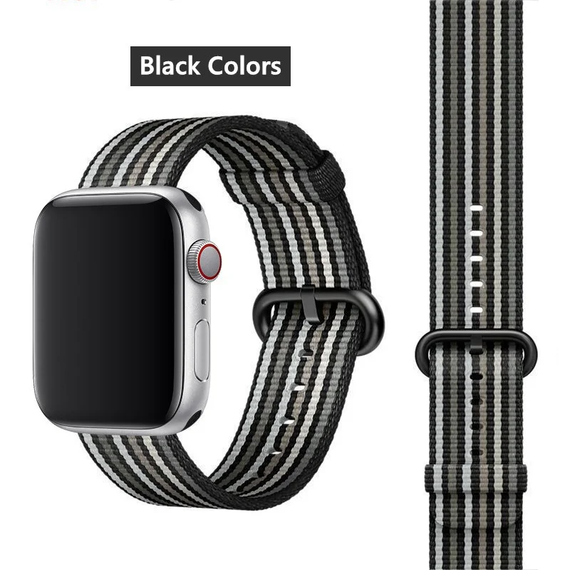 Black Colors 28 Ремешок EIMO Nato для apple watch, ремешок 44 мм, 40 мм, apple watch 5, 4, 3, 2, iwatch, ремешок 42 мм, 38 мм, плетеный нейлоновый браслет correa, ремешок для часов - Цвет ремешка: Black Colors 28