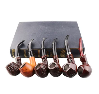 

Popular 6 Pcs/Set Classic Wood Tobacco Smoking Pipes Eco-friendly Resin Pipes Best Gift For Grandfather Boy Friend Father LFB819