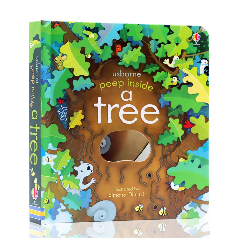 Peep dentro de un árbol para niños, libros educativos en 3D con solapa, libros de cuentos, lectura