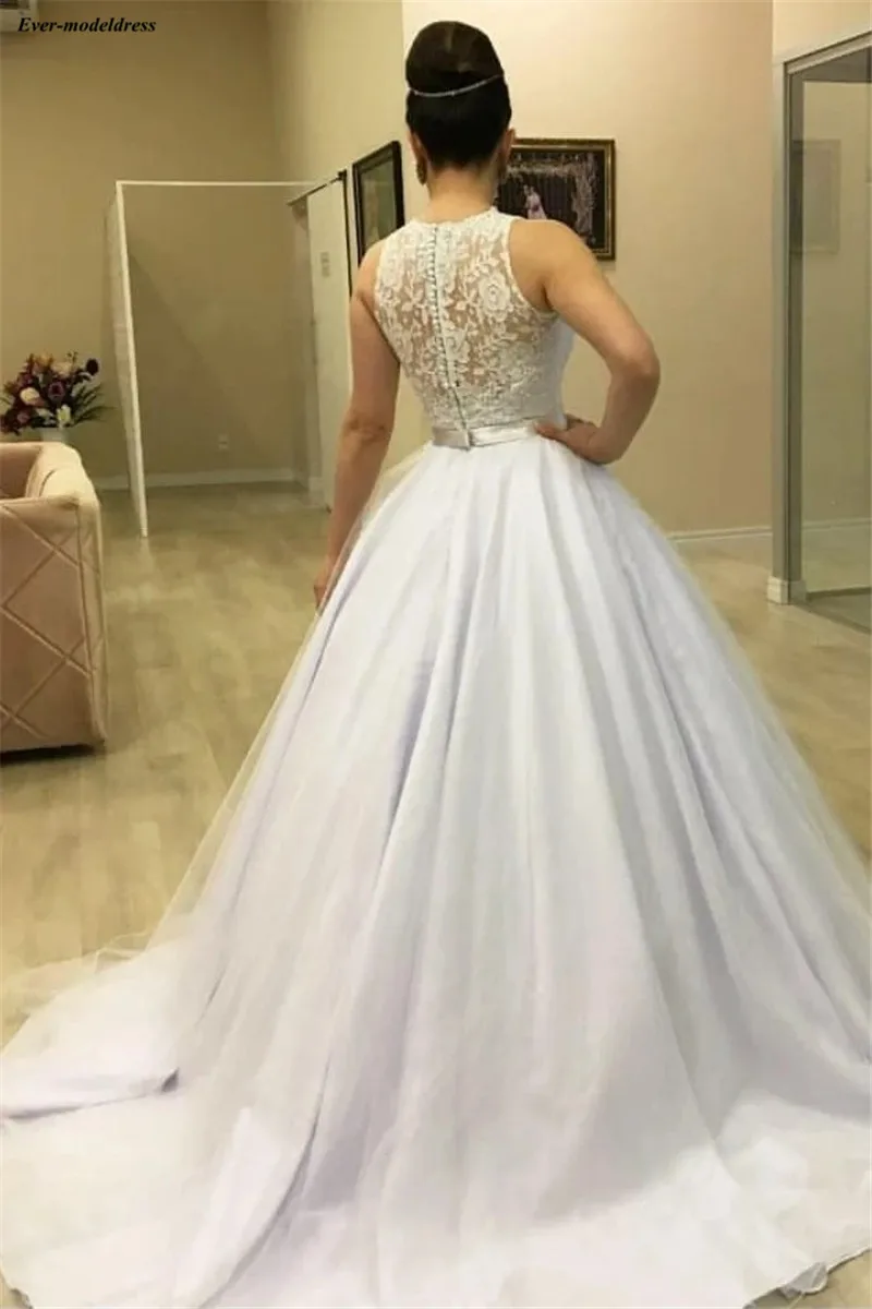 Vestido De Noiva, кружевные свадебные платья,, круглый вырез, иллюзия, сзади, бальное платье, свадебные платья, платье невесты, Robe De Mariee