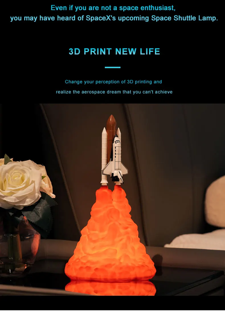 Новая космическая челночная лампа и лампы в виде Луны ночник 3D принт для любителей космоса ракетная лампа прикроватный стол домашний декоративный свет