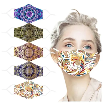 

1pc Adult Vintage Printed Cloth Mask Reusable Earb Adjustable Face Mask Dust Proof Soft Breathable Care Mascarillas Se6