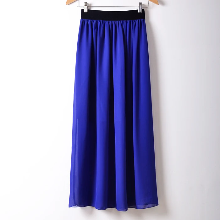 Весна Лето Новая однотонная длинная юбка женская шифоновая Макси-юбка женская s Saia Длинная женская юбка Saias Одежда Harajuku Женская одежда - Цвет: Royal Blue