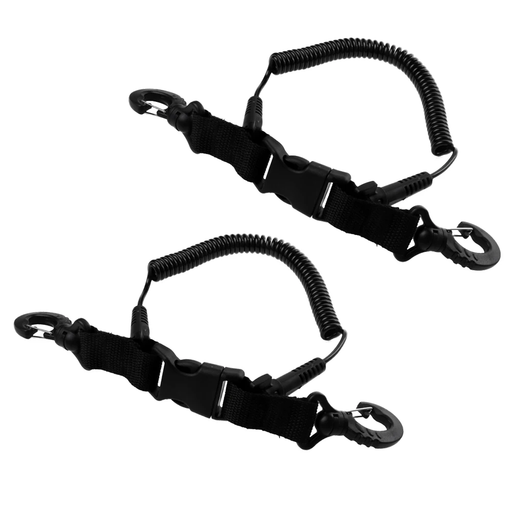 2 Pieces Scuba Diving Dive Camera Light Spring Coil Lanyard Nylon Webbing Strap With Quick Release Buckle And Clips