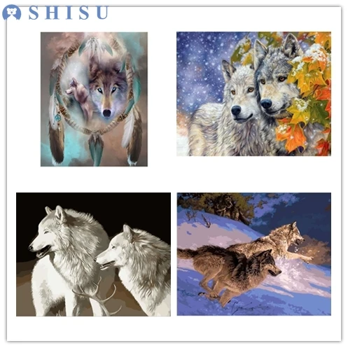 

Framed wolf DIY Painting By Numbers Acrylic Paint on Canvas Kit Animals Paint for Home Decor Art oil paint by numbers