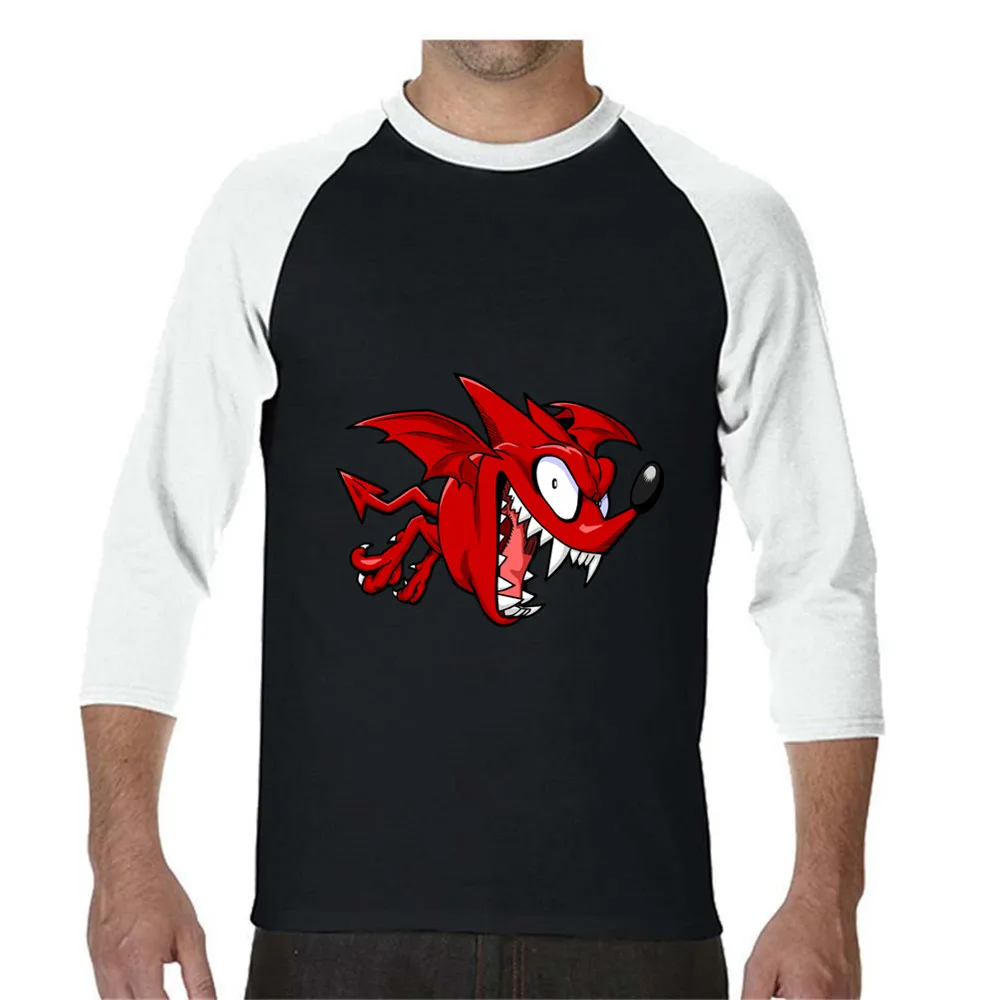 

Men's Football Shirt Off White Gym Couture Hip Hop Print Tee Shirt Devil Three Quarter Sleeve T-shirt Moletom