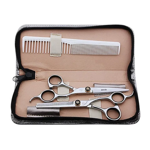 Hairdressing Scissor Set Professional Barber Hair Cutting Thinning Shears Stainless Steel Flat Teeth Blades Styling Tools