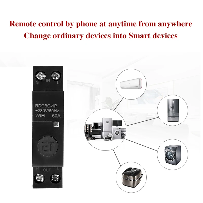 Smart Life(tuya) app 1P 18mm WiFi Smart Circuit Breaker Switch with  Alexa google home for Smart Home