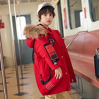 

down jacket in the boy's long winter 2018 han edition with thick white duck down new wholesale children's wear coat