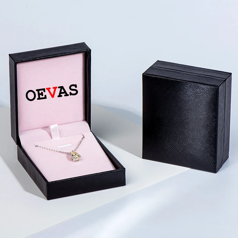 OEVAS 100% 925 Sterling Silver 7*10mm Yellow Water Drop High Carbon Diamond Pendant Necklace For Women Sparkling Fine Jewelry