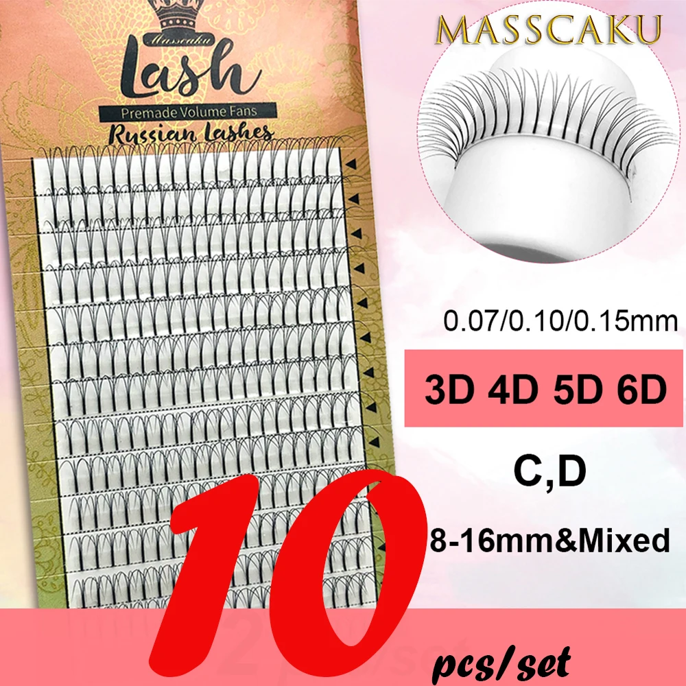 MASSCAKU 10 лотков/лот новые готовые русские объемные ресницы 3d/4d/5d/6d норковые с