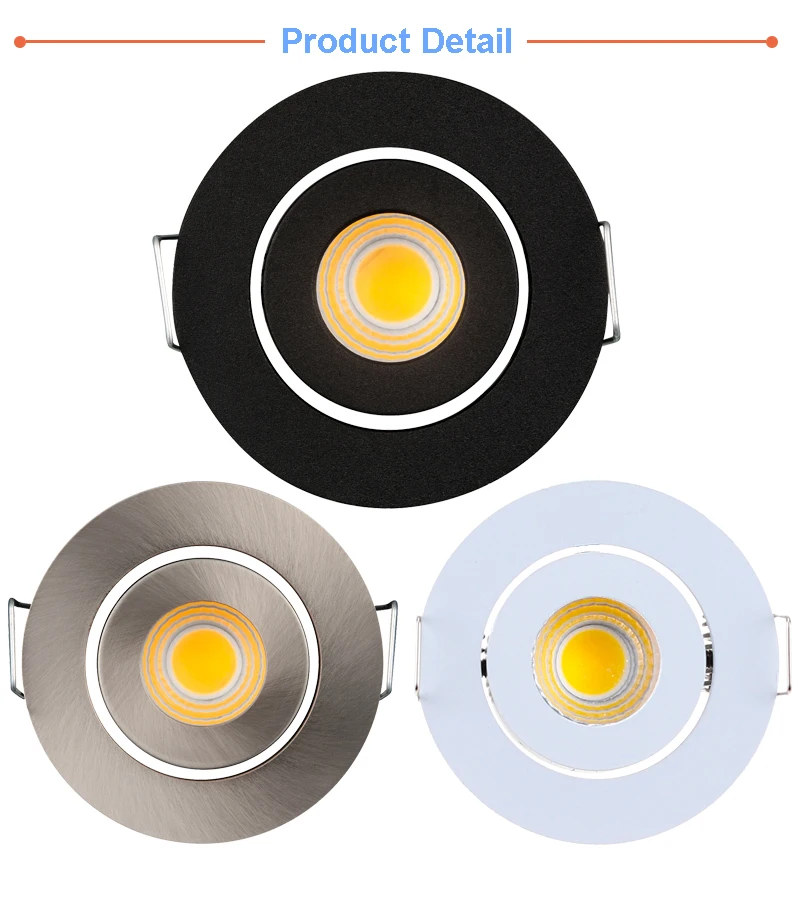 Factory Price Recessed LED Waterproof IP65 Dimmable COB Downlight Outdoor 3W AC90-260V LED Ceiling Spot Light LED Ceiling Lamp