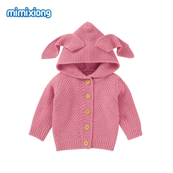 

Baby Sweaters Jackets Cute Rabbit Ear Knitted Toddler Boys Cardigans Autumn Hood Long Sleeve Infant Bebes Coats Children Clothes