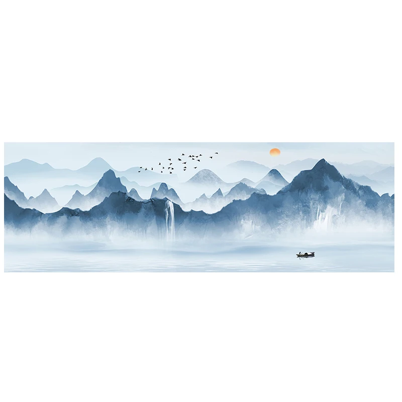 Абстрактная картина горная лодка озеро панорама пейзаж холст живопись скандинавские плакаты и репродукции, настенное искусство картина для гостиной - Цвет: PC9718