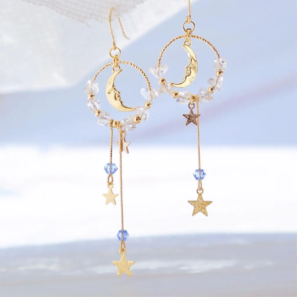 

Xingyue fairy girl heart ins earrings ear clips Sen super fairy face slim cute jewelry