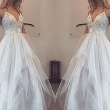 Тонкие лямки Тюль торжественное мероприятие платье Для женщин элегантные трапециевидной формы для выпускного вечера вечерние платья с кружевной топ Abiti Da Cerimonia Da Sera