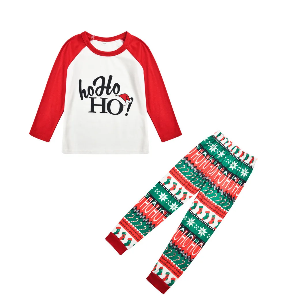 Новинка; рождественские детские пижамы; детский топ с надписью+ штаны; Рождественская семейная одежда; пижамы; детская одежда для сна; комплекты одежды;# Y1