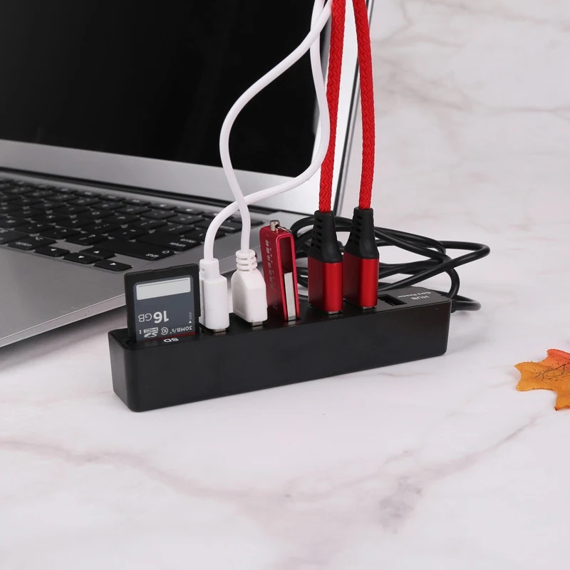 Powstro 6 портов USB концентратор 2,0 высокоскоростной разветвитель TF SD Кардридер Все в одном для ПК Компьютерные аксессуары USB 2,0 концентратор USB
