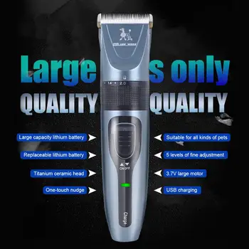 

Dog Hair Clipper Stainless Steel USB Charging Pet Hair Trimmer Cat Pets Trim Fast Security