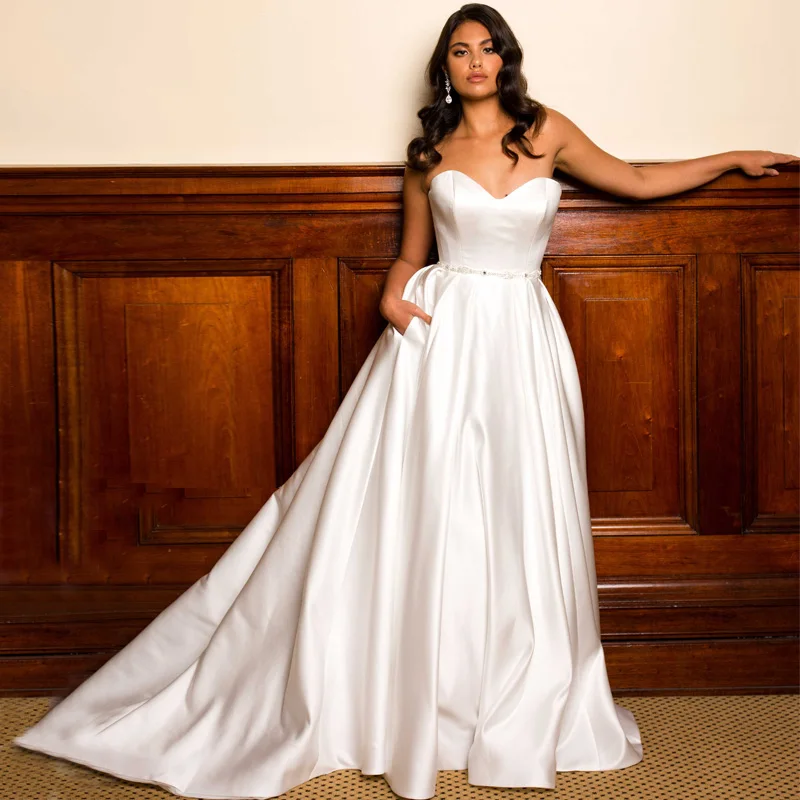 Элегантное ТРАПЕЦИЕВИДНОЕ свадебное платье без бретелек Vestidos De Novia 2019 Новое