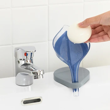 

Practical Nordic Style Leaf Shaped Suction Shower Soap Storage Holder Household Drain Sponge Rack Bathroom Supplies