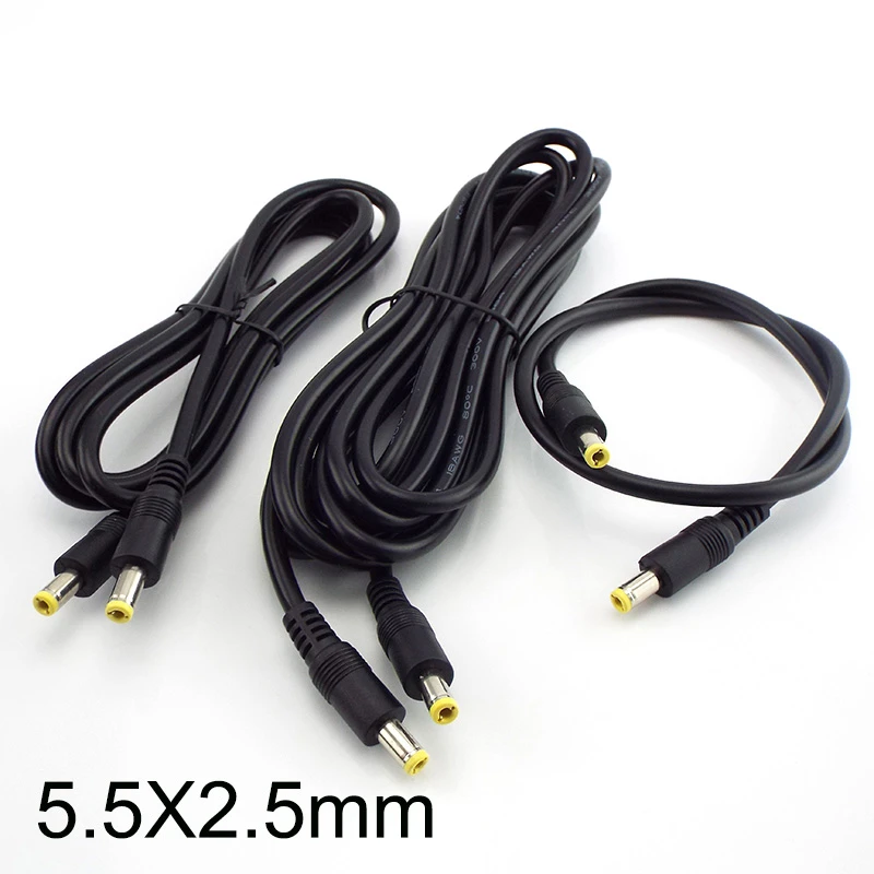 12v 5.5mm X2.5mm Plug Power Cable Connector 0.5m 1.5m 3m Dc Male To Male Cord Adapter Extension