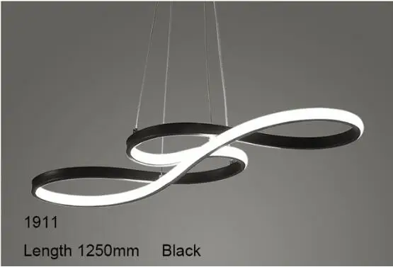Black Length 1250mm Черная/Золотистая Современная подвесная светодиодная Люстра для гостиной, столовой, кухни, конференц-зала, бара, кафе, внутреннее освещение, люстра - Цвет абажура: Black Length 1250mm