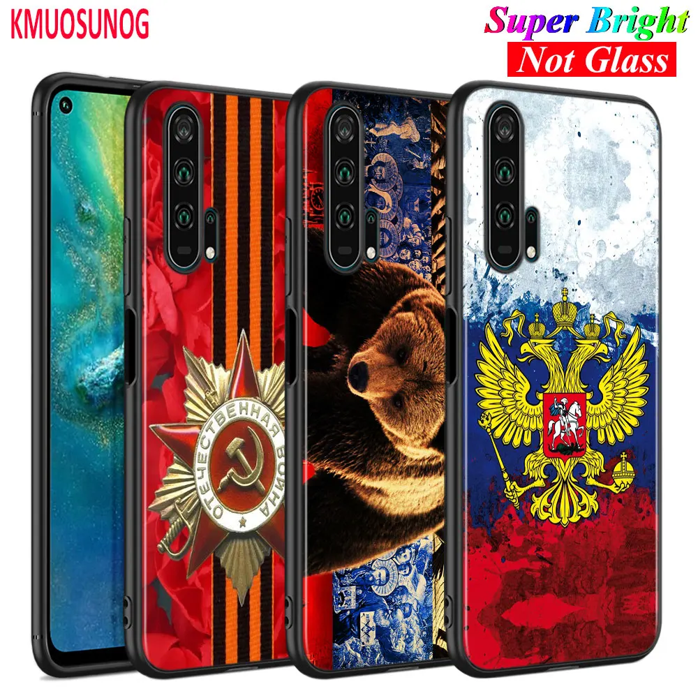 Черный силиконовый чехол России российские флаги Эмблема для huawei Honor 10i 9X8X20 10 9 8 Lite 8A 7A 7C Pro удобный телефонный футляр