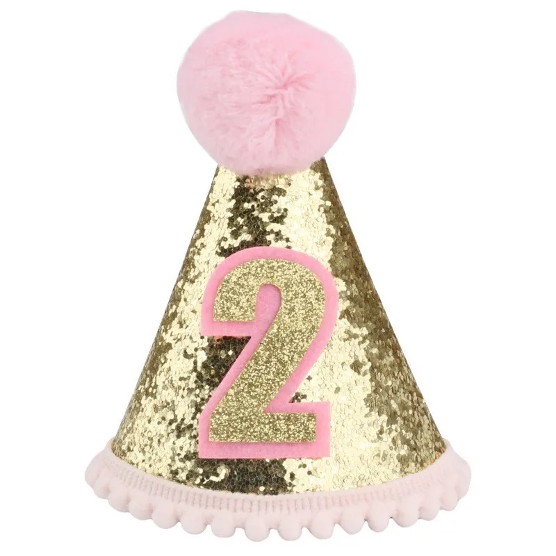 pink 2 years old Домашние шапки для собак для кошек, собак, костюм на день рождения, дизайн с блестками, головные уборы, регулируемая бейсбольная кепка, рождественские аксессуары для домашних животных, для щенков - Цвет: pink 2 years old