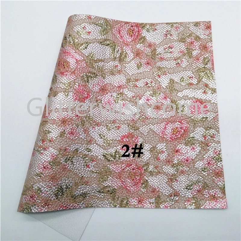 Glitterwishcome 21X29 см A4 размер кружева напечатаны искусственная кожа ткань, синтетическая кожа ткань листы винил для бантов, GM477B