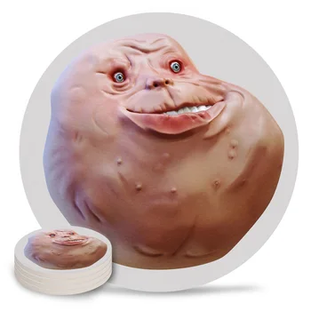 

Head Face Expression Fat Block Witty Placemat Ceramic Drink Coasters Table Decoration Absorbent Moisture