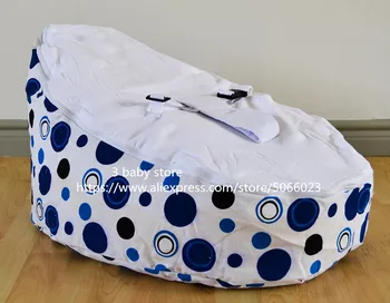 

blue white circle baby bean bag, kids toddlers beanbag sofa sleeping beds with 2 convertible tops