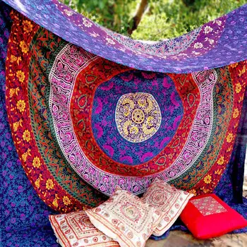 

Sunscreen Muslin Tapestry Sofa Throws Bed Curtain Boho Mandala Hippie Bedspread Headboard Cover Polyester Vintage Large Indian