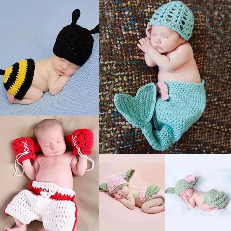Accesorios de fotografía para bebés, accesorios hechos a mano para recién nacidos, zorro de dibujos animados, 14 tipos