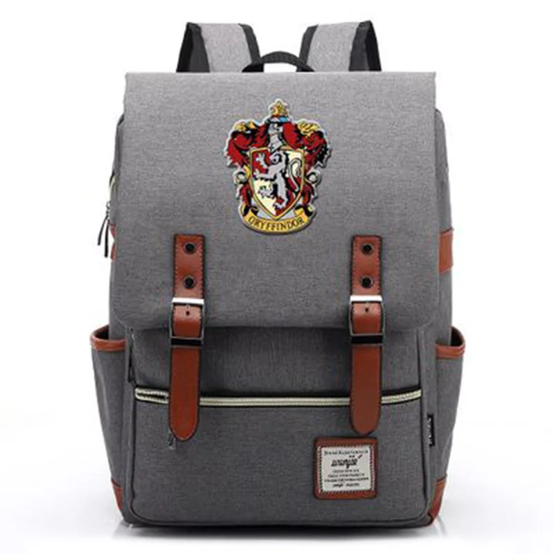 

New Hufflepuff Ravenclaw Slytherin Gryffindor Boy Girl Student School bag Teenagers Schoolbags Canvas Women Bagpack Men Backpack