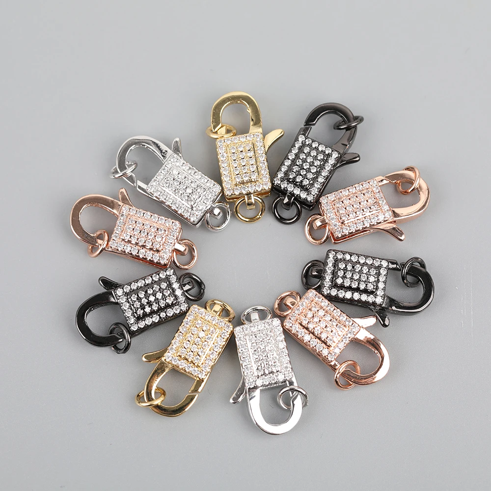 

5Pcs/Lot 7X19mm CZ Micro Paved Oval Shape Carabiner Pendant Clasps Findings,Zirconia Lock Clasps DIY Fashion Jewelry Accessories