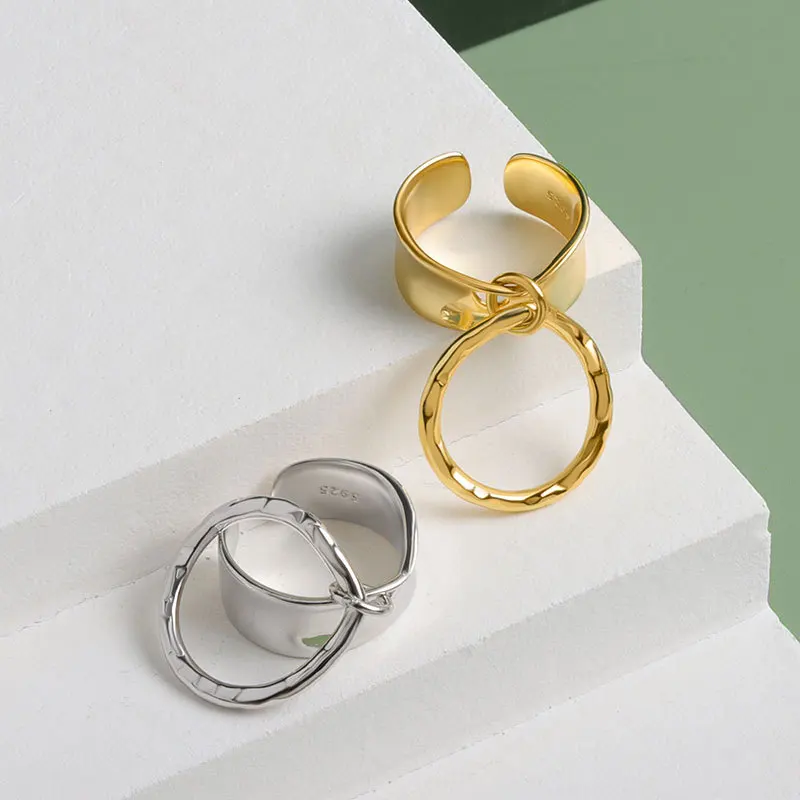 Silver Color Ring Man Women Double Round Lines Vintage Wedding Trendy Jewelry Open Adjustable Ring silver rings silver ring wedding rings Trendy Gifts