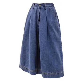 

Wide Leg Half Length Jeans women 2020 summer high waist loose Denim pants Plus Size S-5XL r345