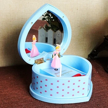 

Mechanical Music Box Dancing Girl Birthday Clockwork Rotating Children Friends With Mirror Heart-Shaped Jewelry Storage Lovely