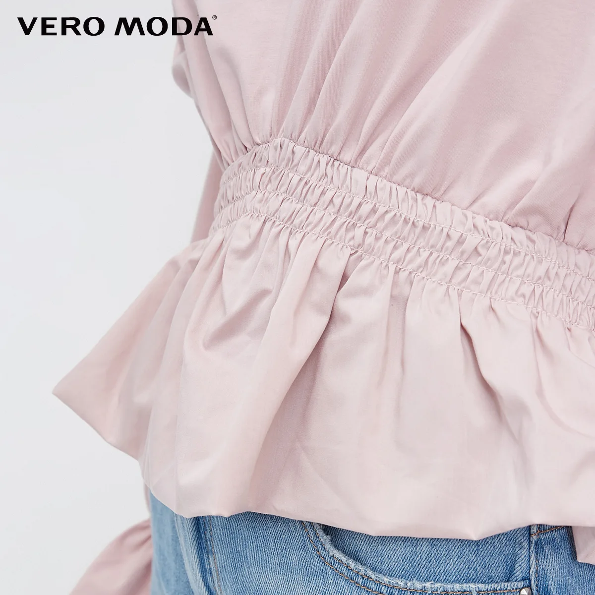 Vero Moda Новые поступления расклешенные рукава Эластичный подол чистый Топ | 318402509