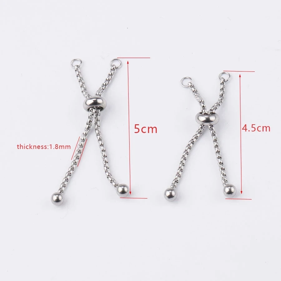 Adjustable Stainless Steel Box Chain Slider Extender Chain For DIY Making Bracelets Ring wholesale 10pcs