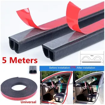 

5m Self Adhesive Rubber Seal Strip Car Door Seal Trim Noiseproof B-Shaped Automotive Rubber Seal Strip