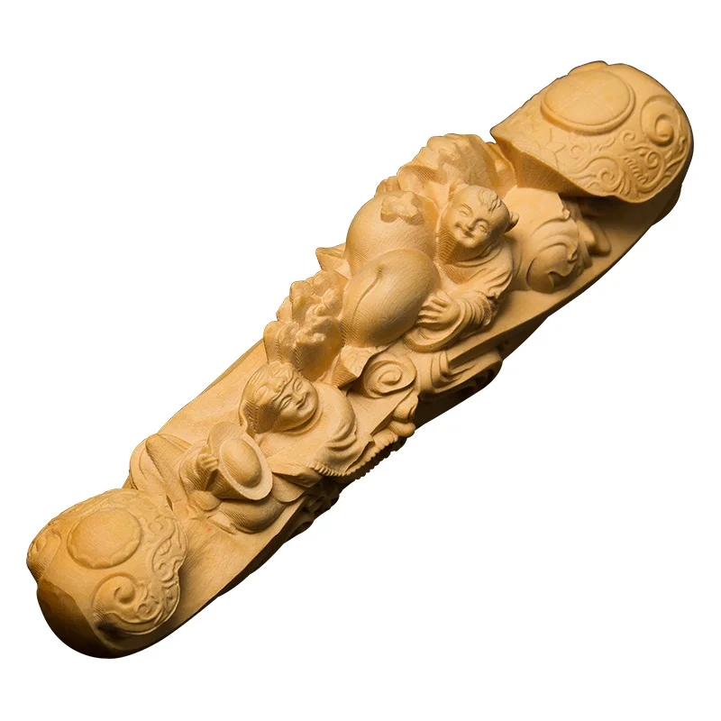 Маленькая маленькая кукла Lucky Boxwood Carvings Ruyi подвеска из цельного дерева резная