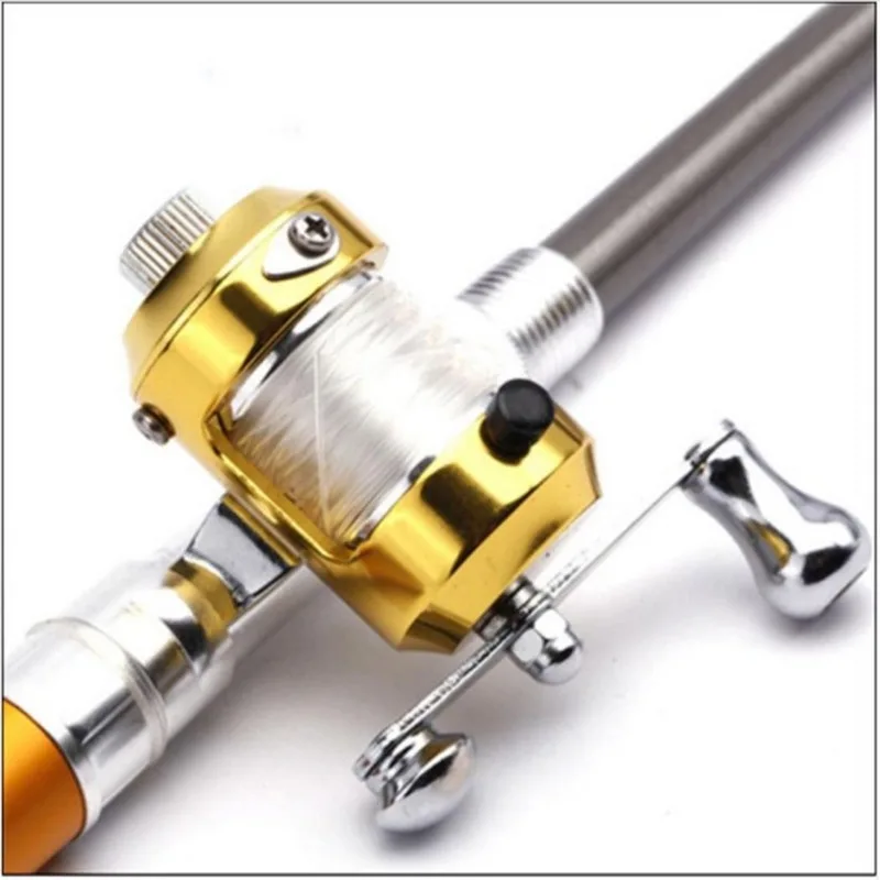 Portable Pocket Telescopic Mini Fishing Pole Pen Shape Folded Fishing Rods With Reel Wheel Folded River Lake Stream Fishing