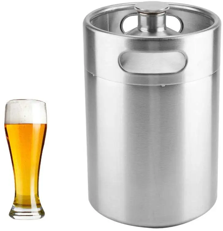 Barril de cerveza de 2L/3,6l/5L, Mini barril de cerveza de acero inoxidable, suministros de cerveza, con asas dobles para el hogar, Camping y Picnic