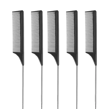 

5x Into Black Carbon Speed Comb with Claws, Salon Back Comb, Black Comb with Lift