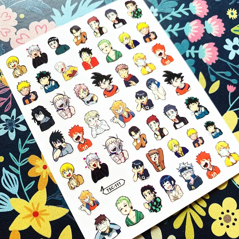 Newest TSC series TSC-105-111 Anime characters 3d nail art stickers decal template diy nail tool decoration